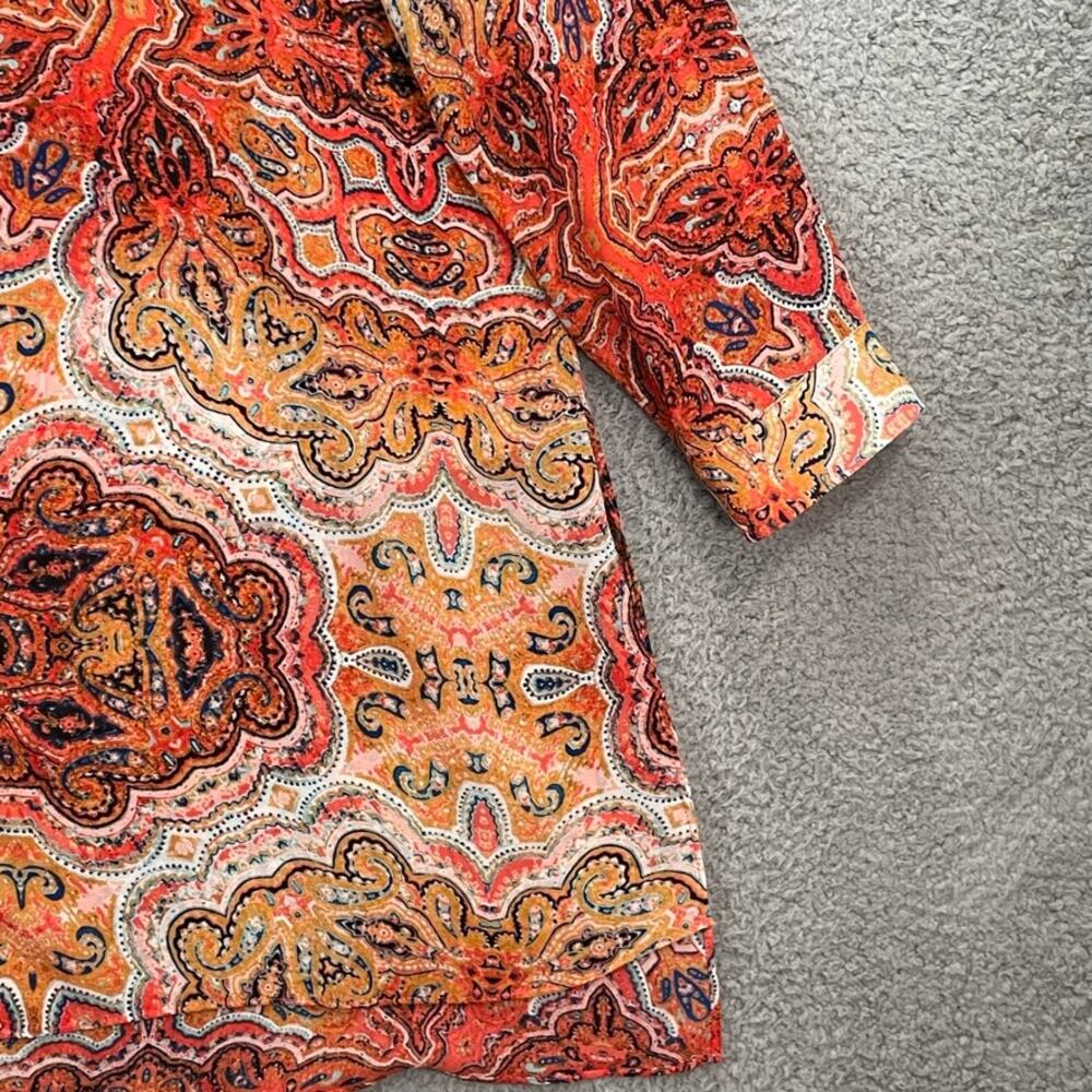 Chicos Sheer Tunic XL Paisley Lagenlook Boho Artsy Longline Lightweight Sz 3 - Picture 3 of 10